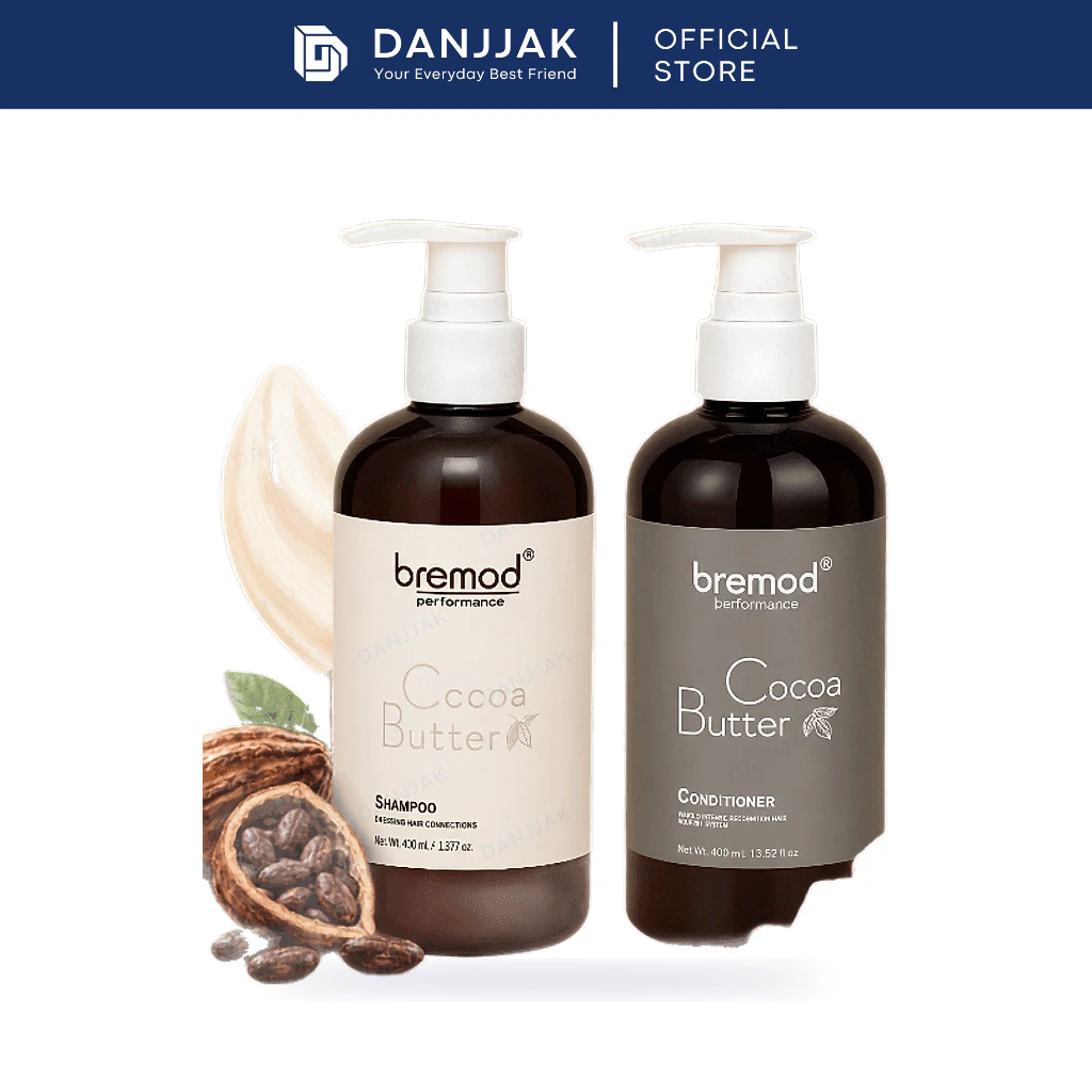 Bremod Cocoa Butter Shampoo and Conditioner 400ml (Hydrating Hair Repair, Anti-Frizz & Color-Safe)