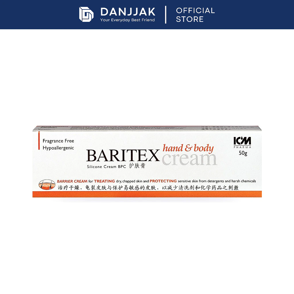 ICM Pharma Baritex Silicon Cream Hand & Body Cream 50g (For Diaper Rash, Dry Skin)