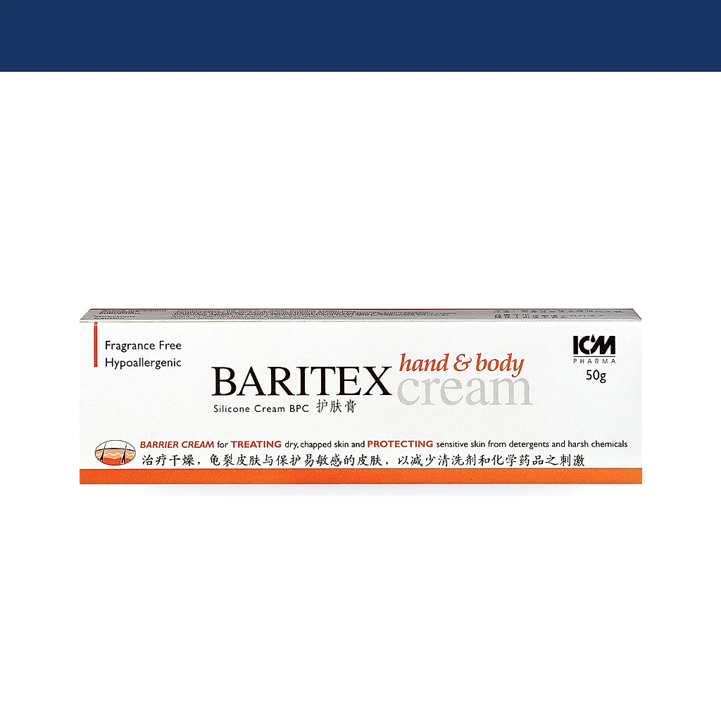 ICM Pharma Baritex Silicon Cream Hand & Body Cream 50g (For Diaper Rash, Dry Skin)