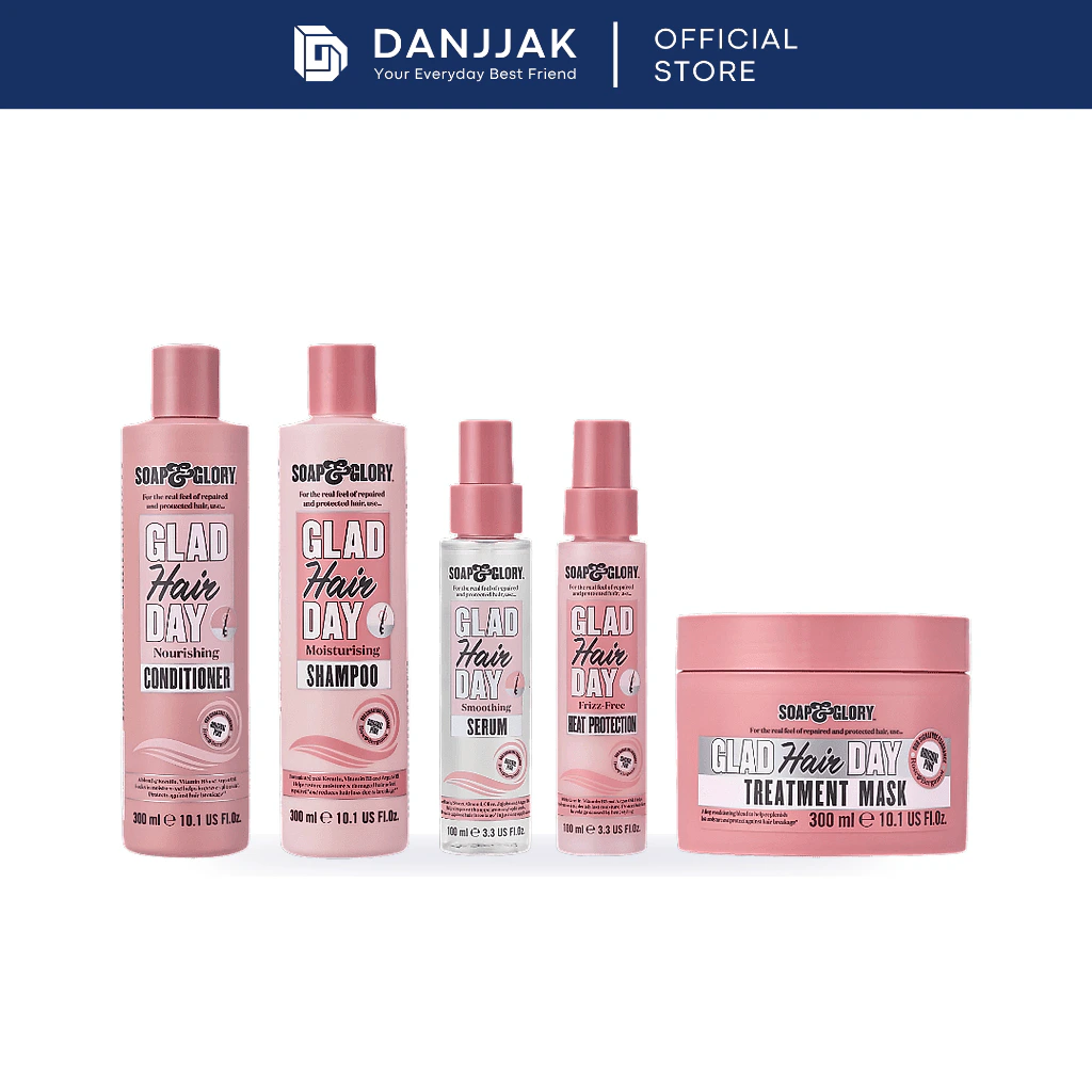 Soap & Glory Glad Hair Day | Shampoo, Conditioner, Hair Mask, Serum & Heat Protection (For Dry & Damaged Hair)