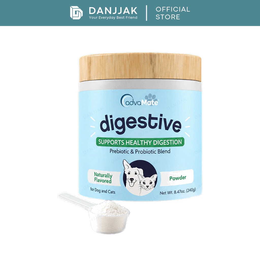 AdvaMate Digestive Probiotic Powder for Dogs & Cats 240g | Prebiotic + Probiotic Pet Gut Health Supplement