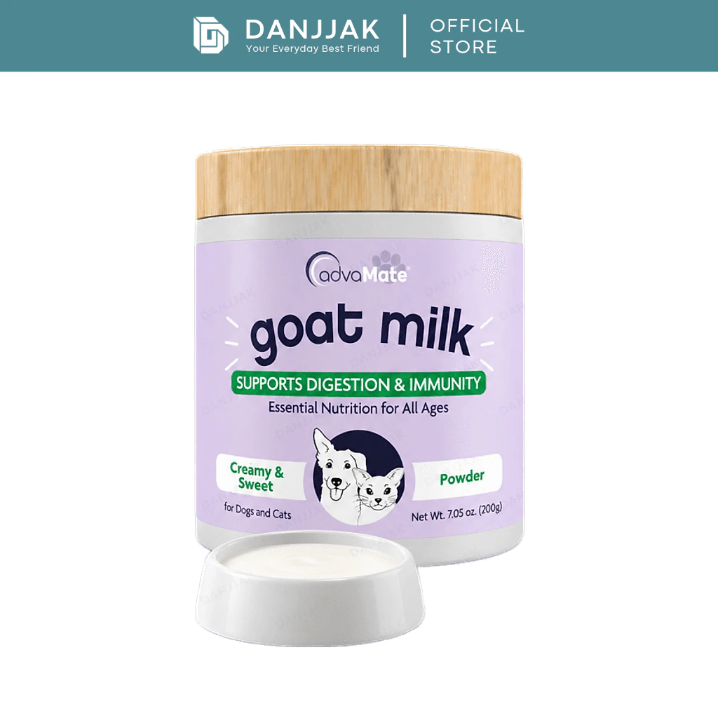 AdvaMate Goat Milk Powder for Dogs & Cats 200g | Low Lactose Pet Milk with Taurine & Prebiotics | Digestion & Immunity