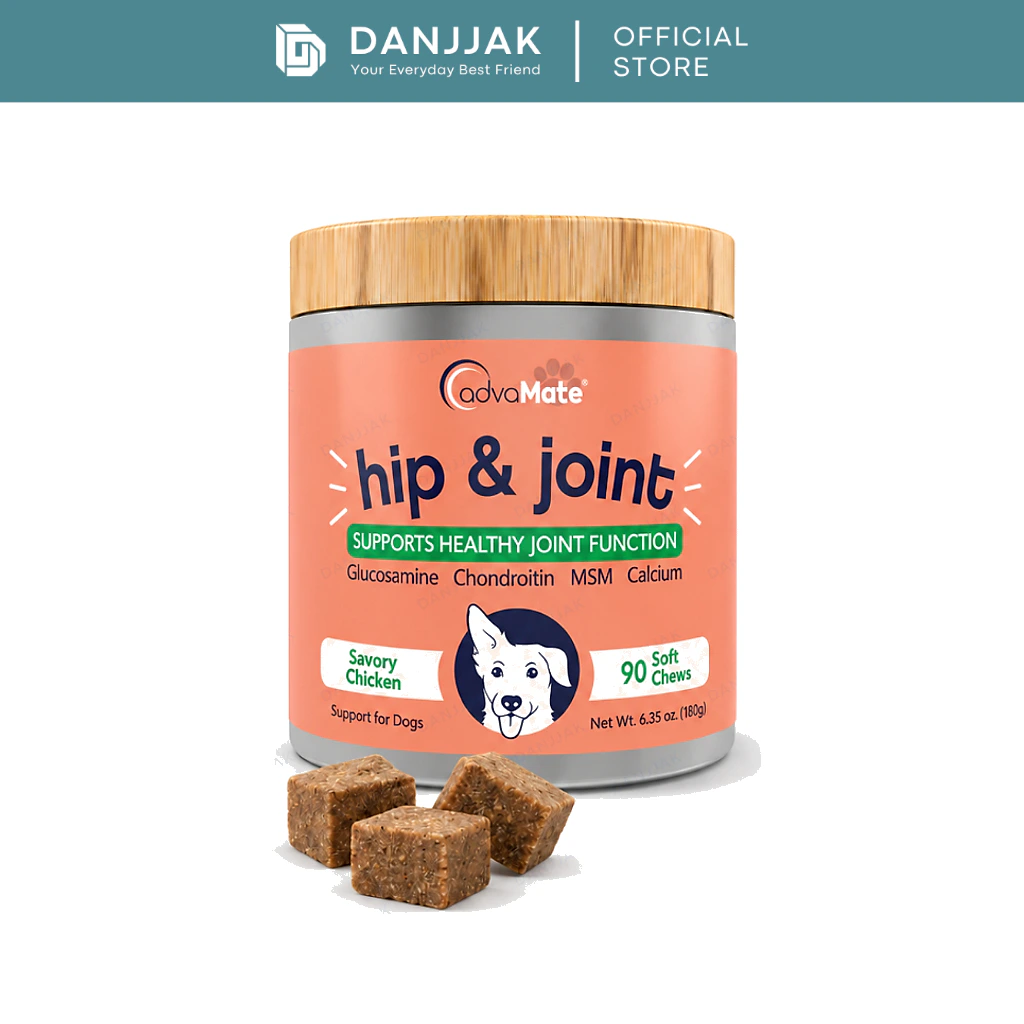AdvaMate Hip & Joint Soft Chews for Dogs 90pcs | Glucosamine Chondroitin MSM Joint Supplement & Mobility Support