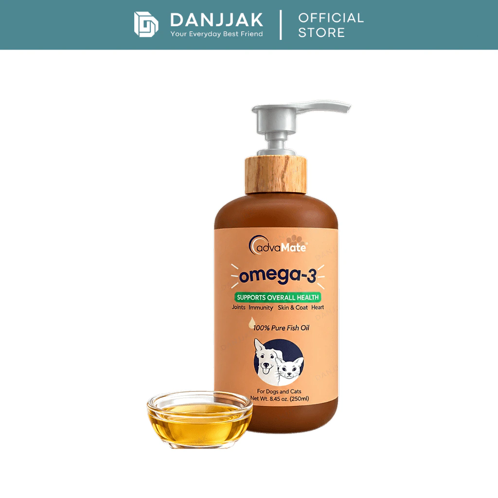 AdvaMate Omega-3 Fish Oil for Dogs & Cats 250ml | 18% EPA 12% DHA Pure Fish Oil | Skin, Coat, Joint & Heart Support