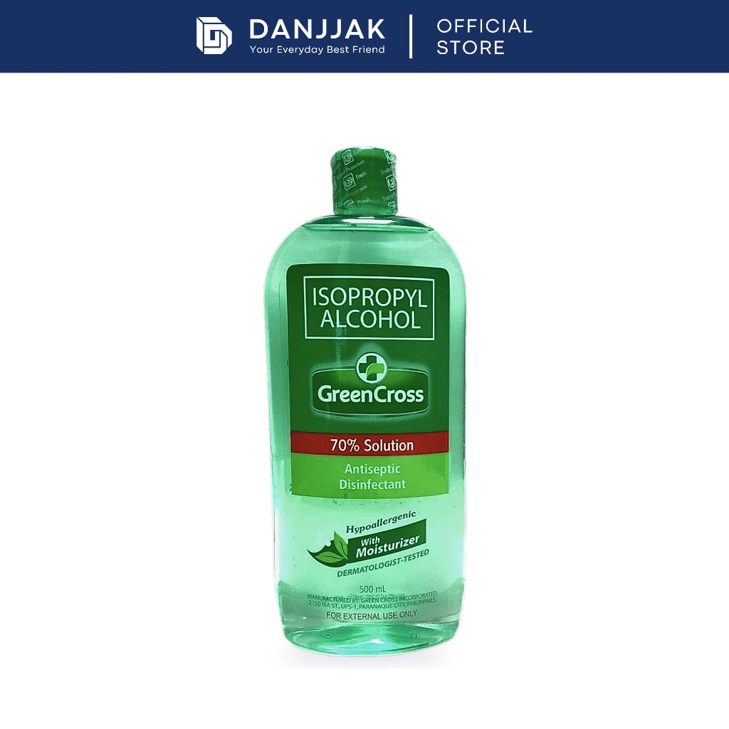 Green Cross Isopropyl Alcohol / Ethyl Alcohol 70% Solution 500ml (Antiseptic Disinfectant with Moisturiser)